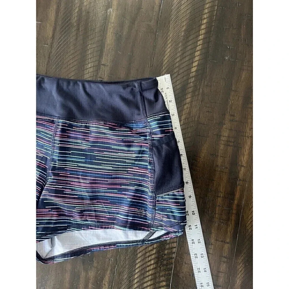 Athleta woman's running shorts size Small Navy blue with multi-color stripes - Picture 5 of 7